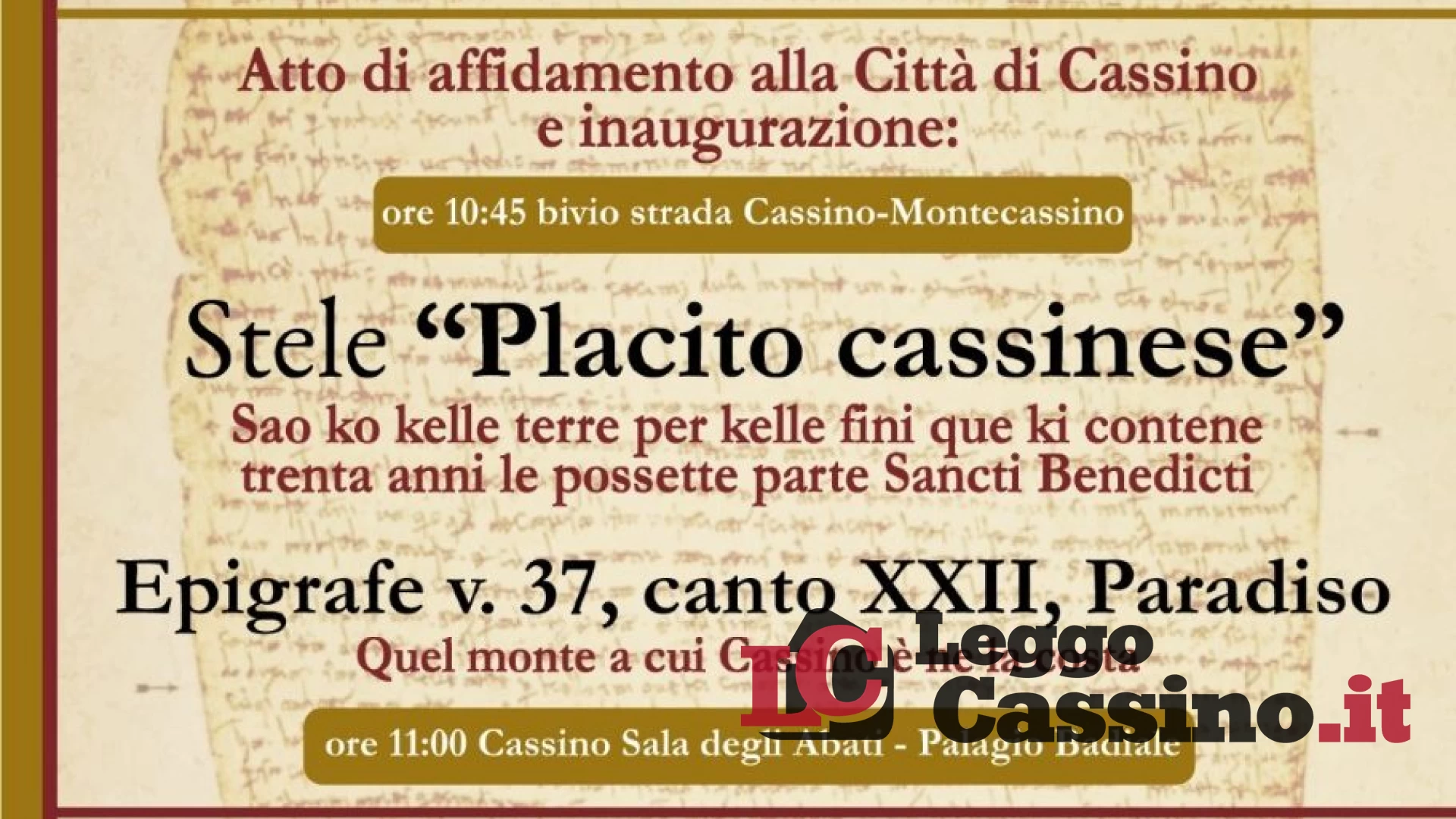 Cassino, la cultura benedettina e la lingua italiana
