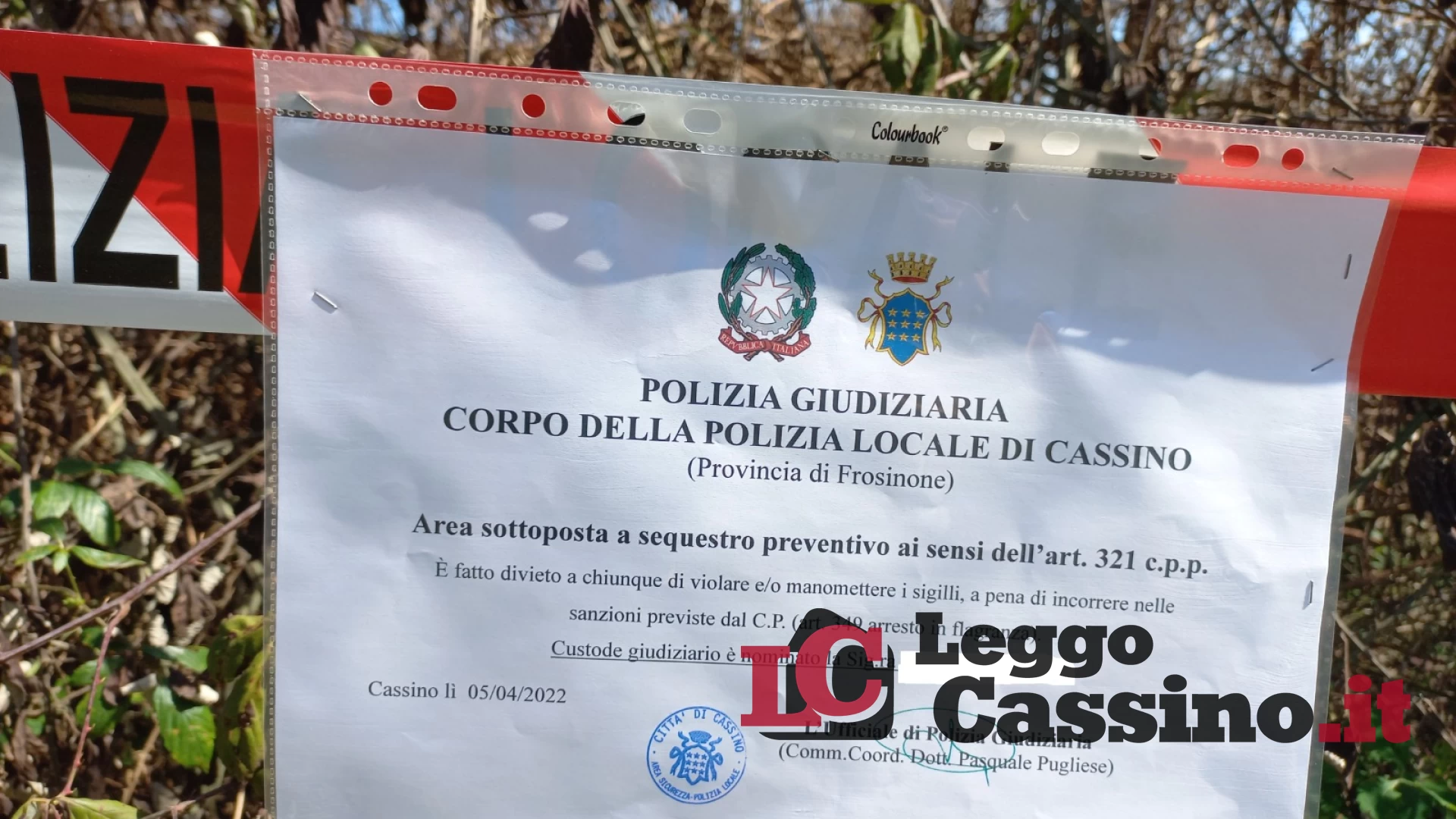 Cassino, la Polizia Locale sequestra una maxi discarica di rifiuti