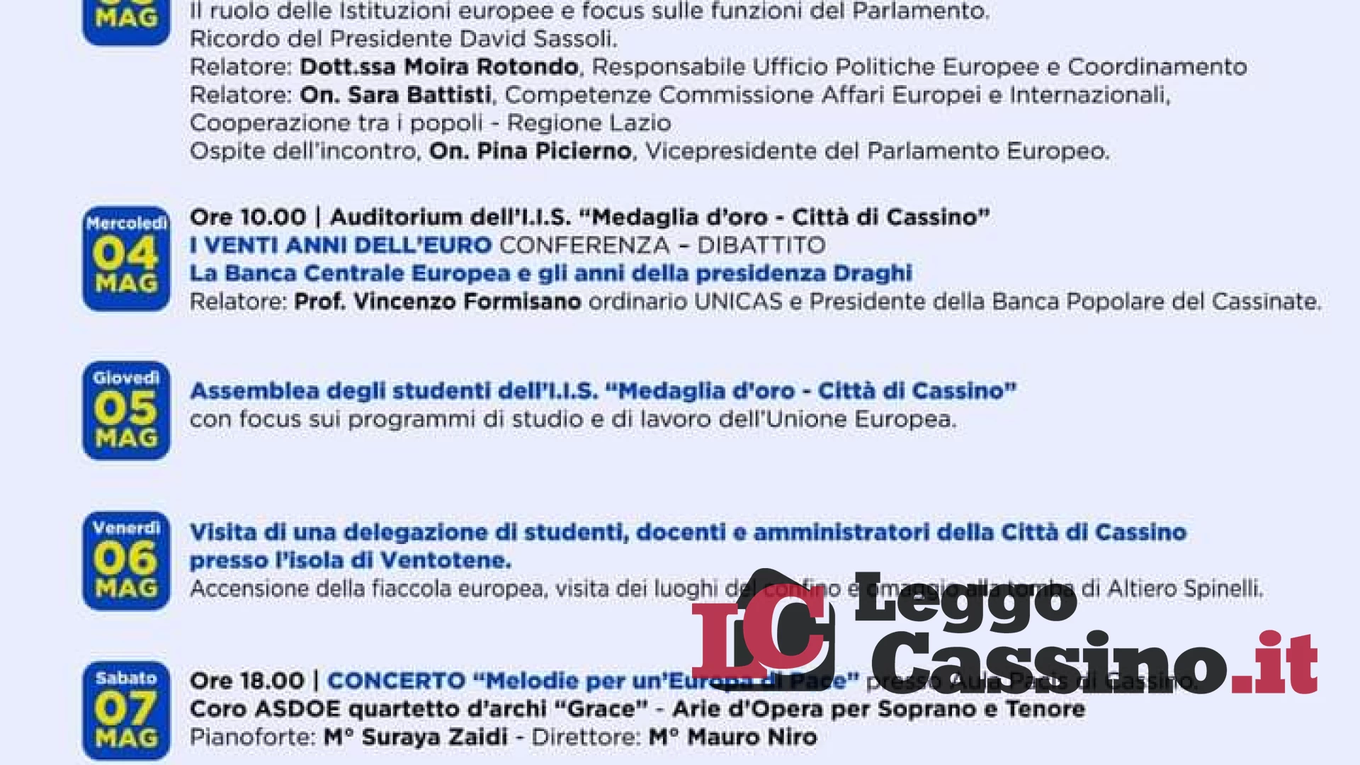 All'IIS Medaglia d'Oro "Città di Cassino" Europa in corso dal Manifesto di Ventotene  all'Unione Europea