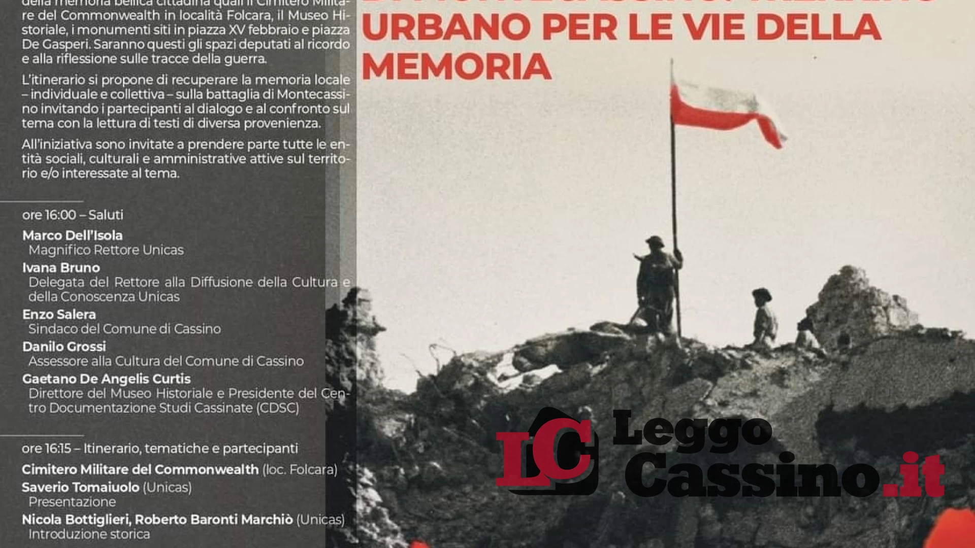 "Raccontare la battaglia di Montecassino. Trekking urbano per le vie della memoria"