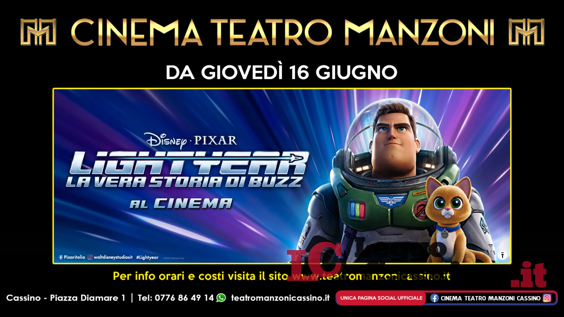 Cinema Teatro Manzoni Cassino, sul grande schermo arriva "Lightyear - la vera storia di Buzz"