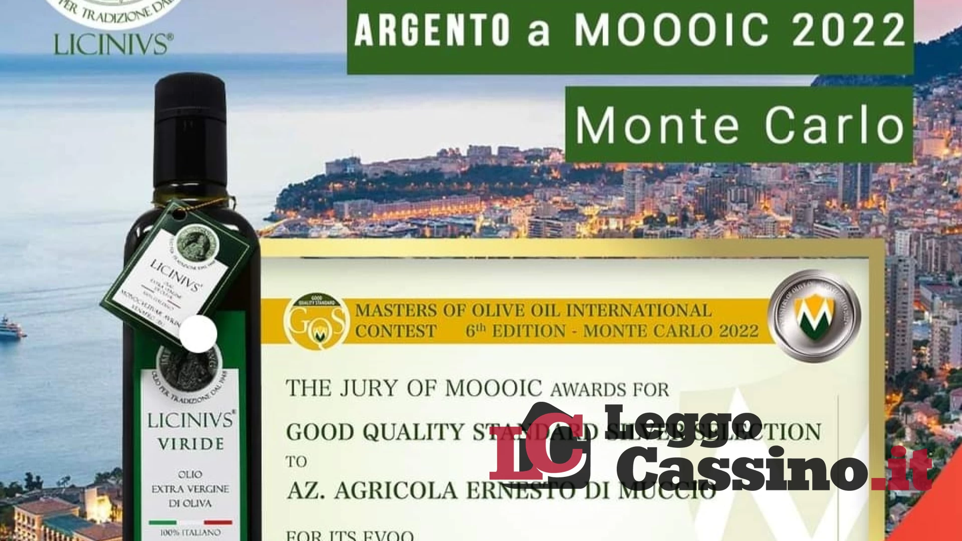 L’Olio extra vergine d’oliva Licinivs Viride trionfa a Montecarlo