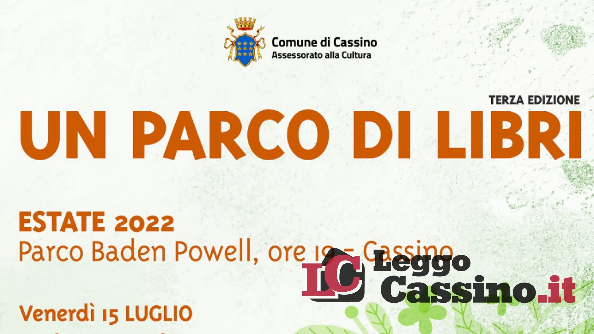 Da venerdì a Cassino "Un parco di libri" al Parco Baden Powell   
