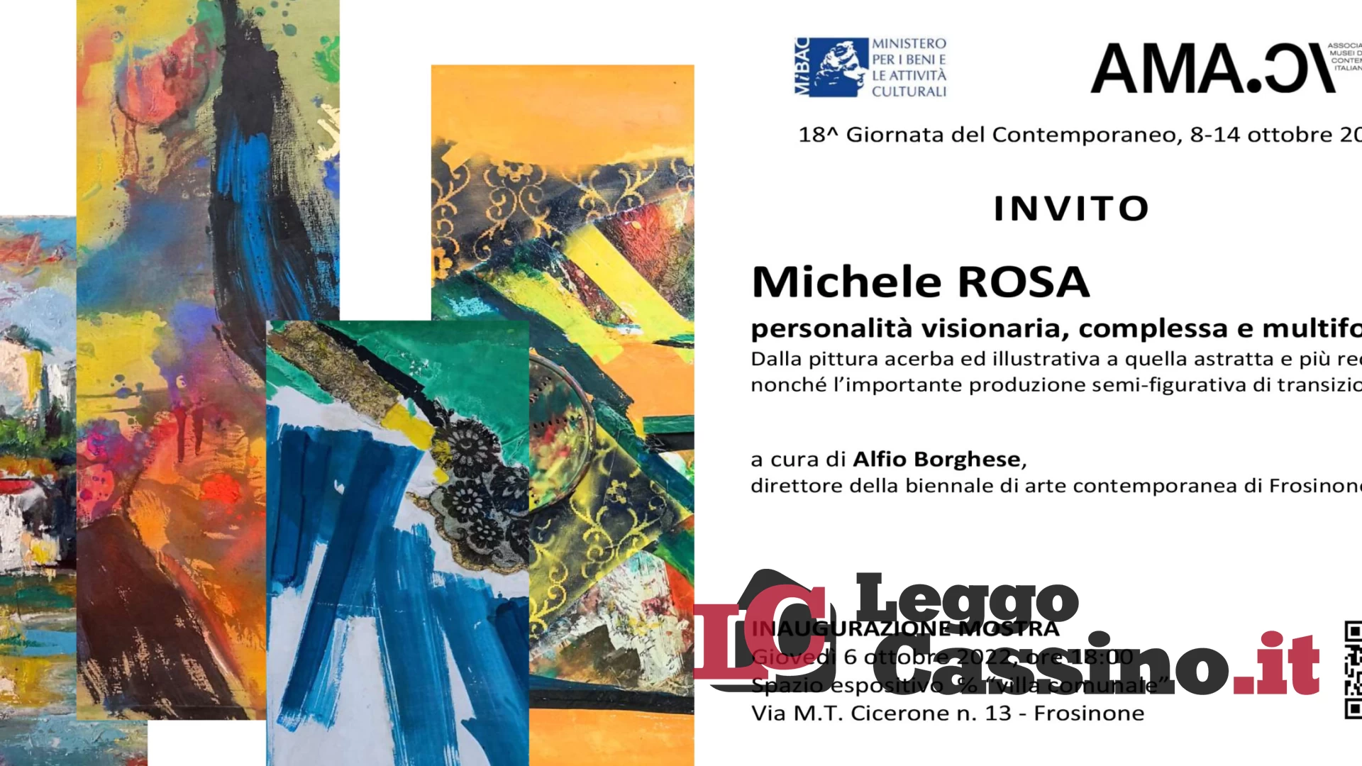 Dal 6 al 19 ottobre 2022 avrà luogo l’esposizione dei dipinti di Michele Rosa 