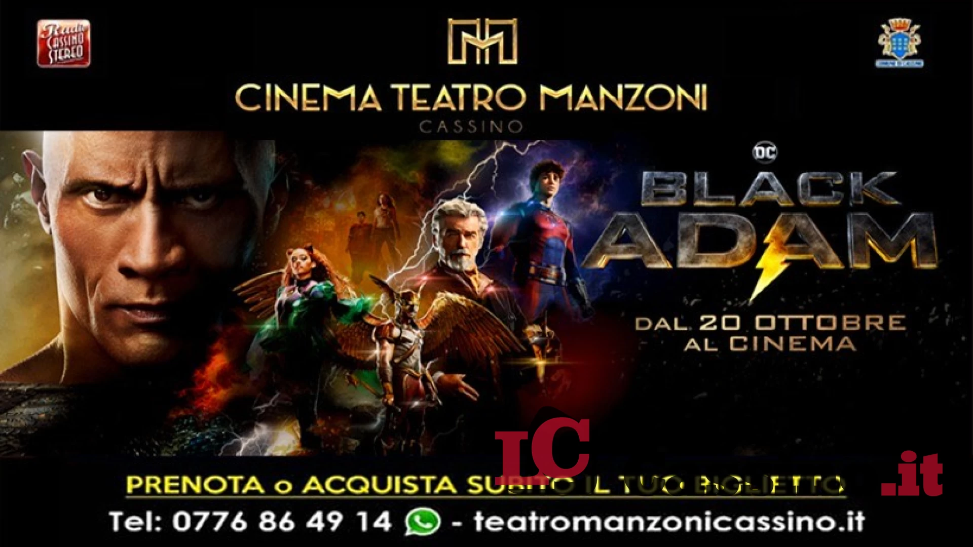 Cinema Teatro Manzoni Cassino: adrenalina e divertimento, in programmazione c’è Black Adam