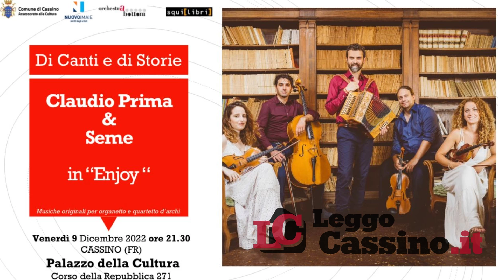 Al Palazzo della Cultura l'esibizione Enjoy del gruppo musicale Claudio Prima & Seme