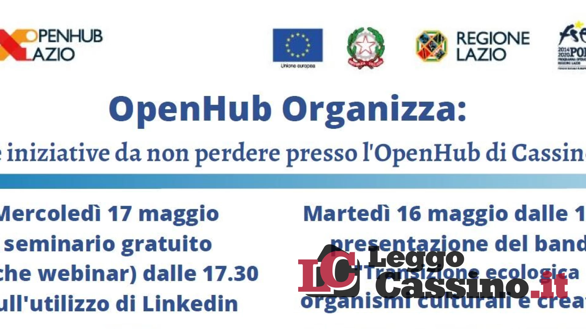 OpenHub Lazio organizza due iniziative da non perdere