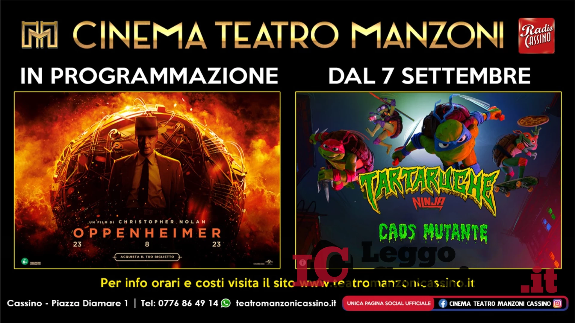 Cinema Manzoni, a Cassino le avventure delle "Tartarughe Ninja - Caos mutante"