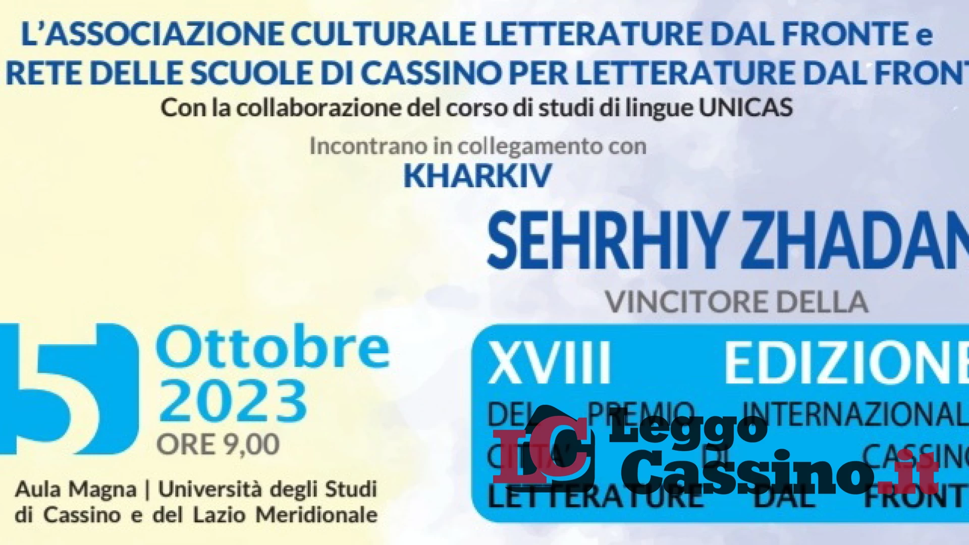 È Sehrhiy Zhadan il vincitore della XVIII edizione del Premio Internazionale Letterature dal Fronte Città di Cassino