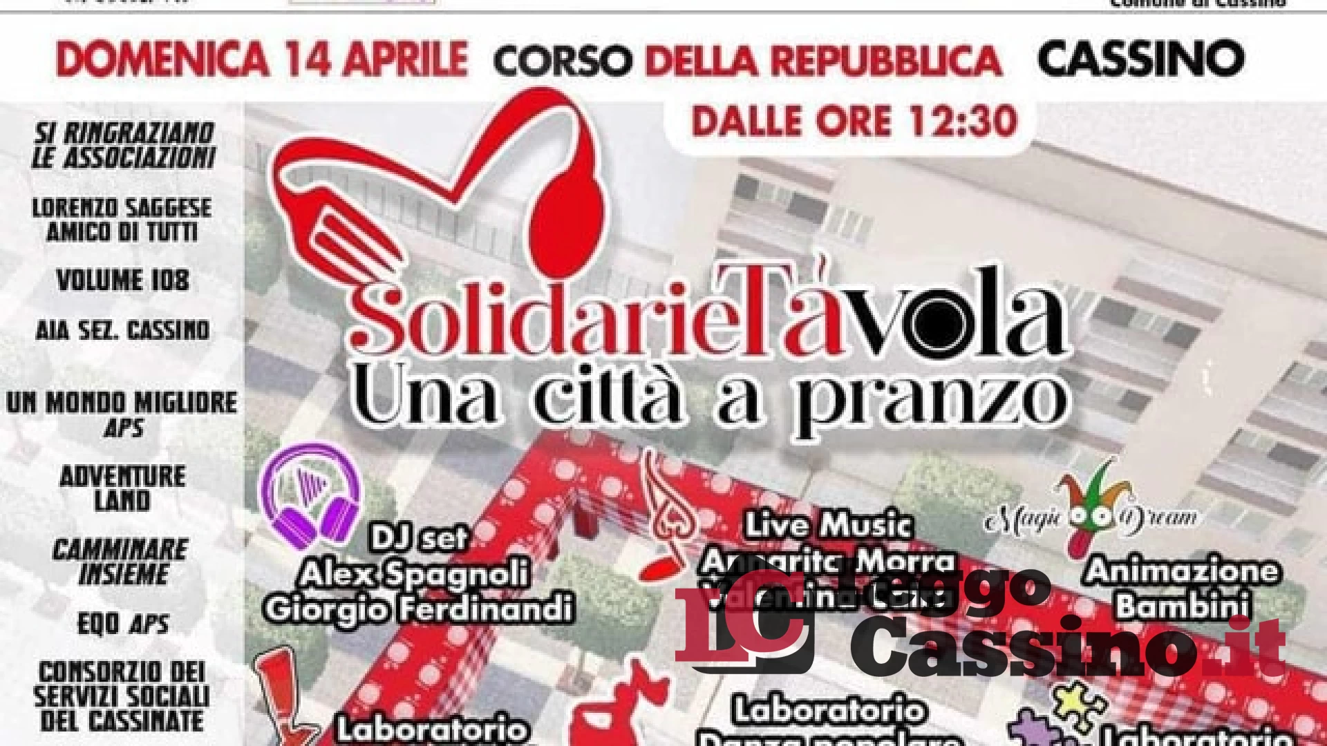 "Solidarietà a tavola", l'evento domenica a Cassino