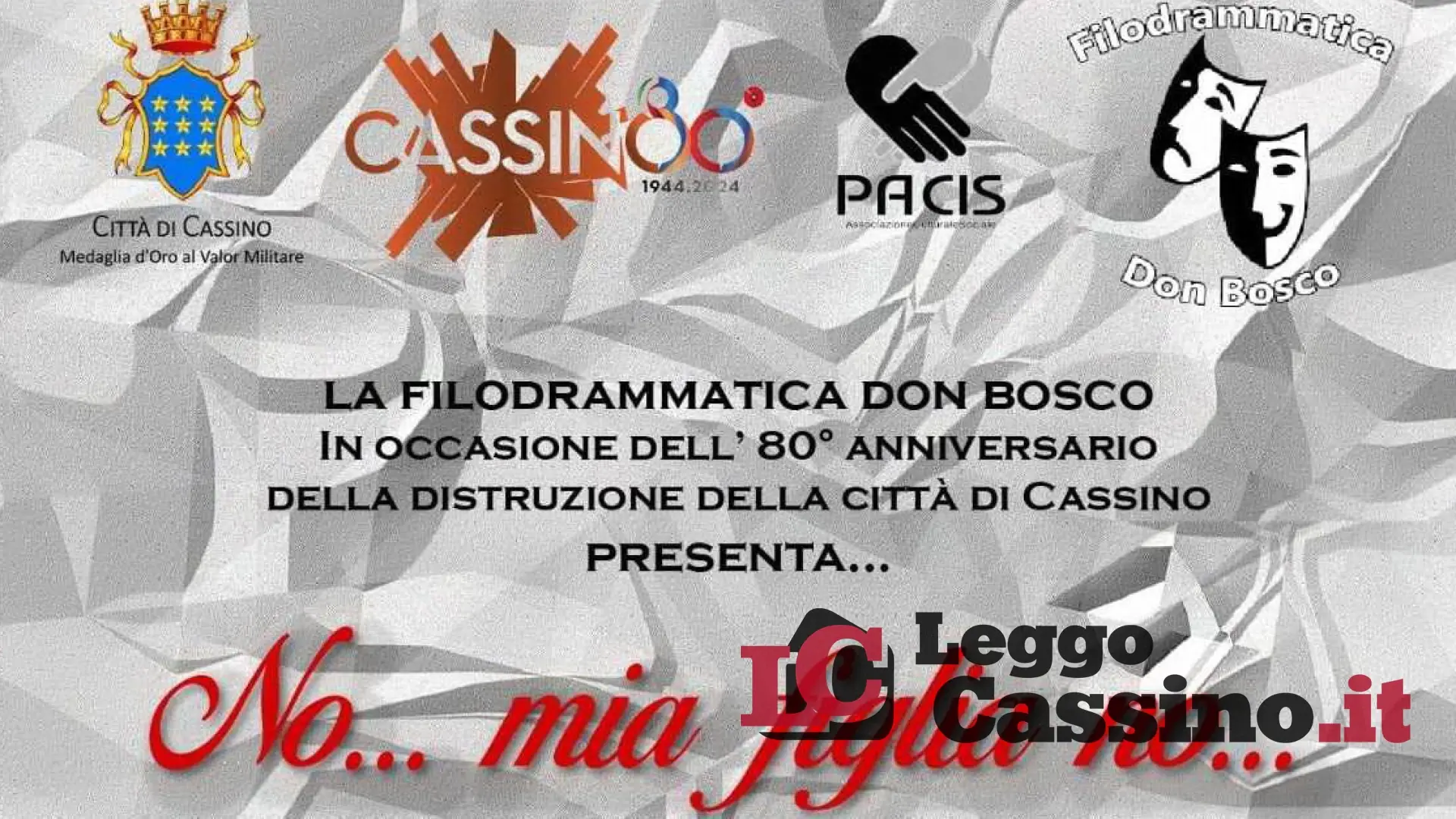 "No mia figlia no" questa sera alle ore 21 all'aula Pacis di Cassino
