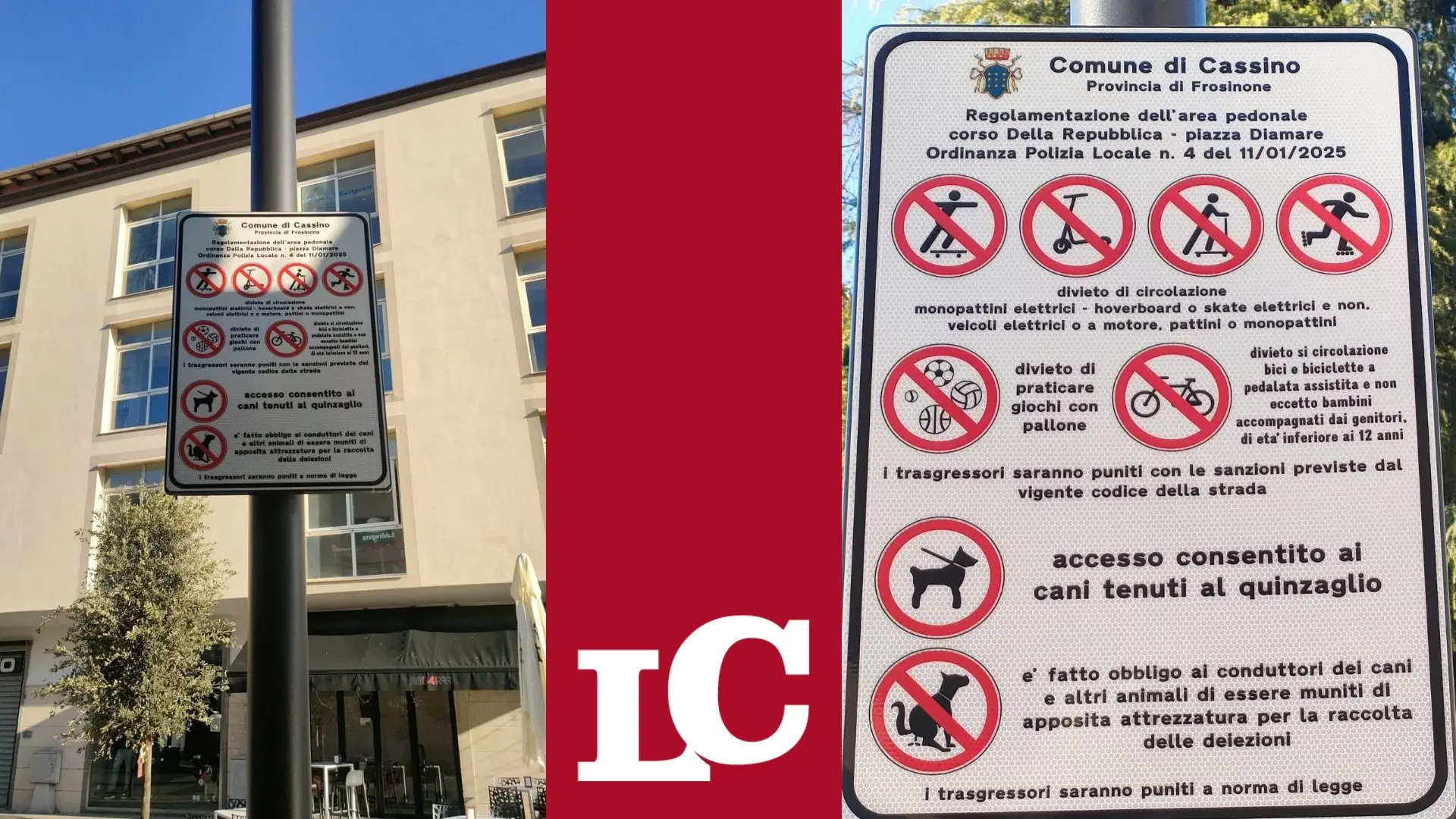 No alle bici nell'isola pedonale di Cassino, ok ai cani al... "quinzaglio"