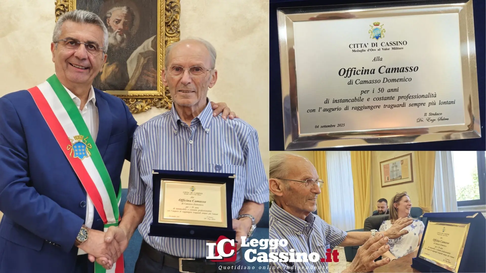 Cinquanta anni di onorata carriera: il sindaco Salera premia l'Officina Camasso