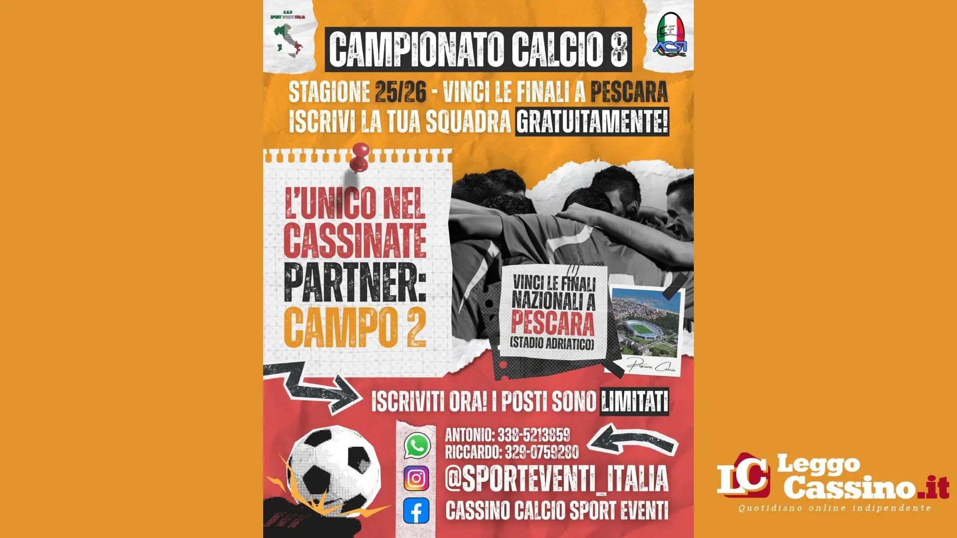 Il Calcio a Cassino si fa grande: "80° Minuto" arriva in TV!