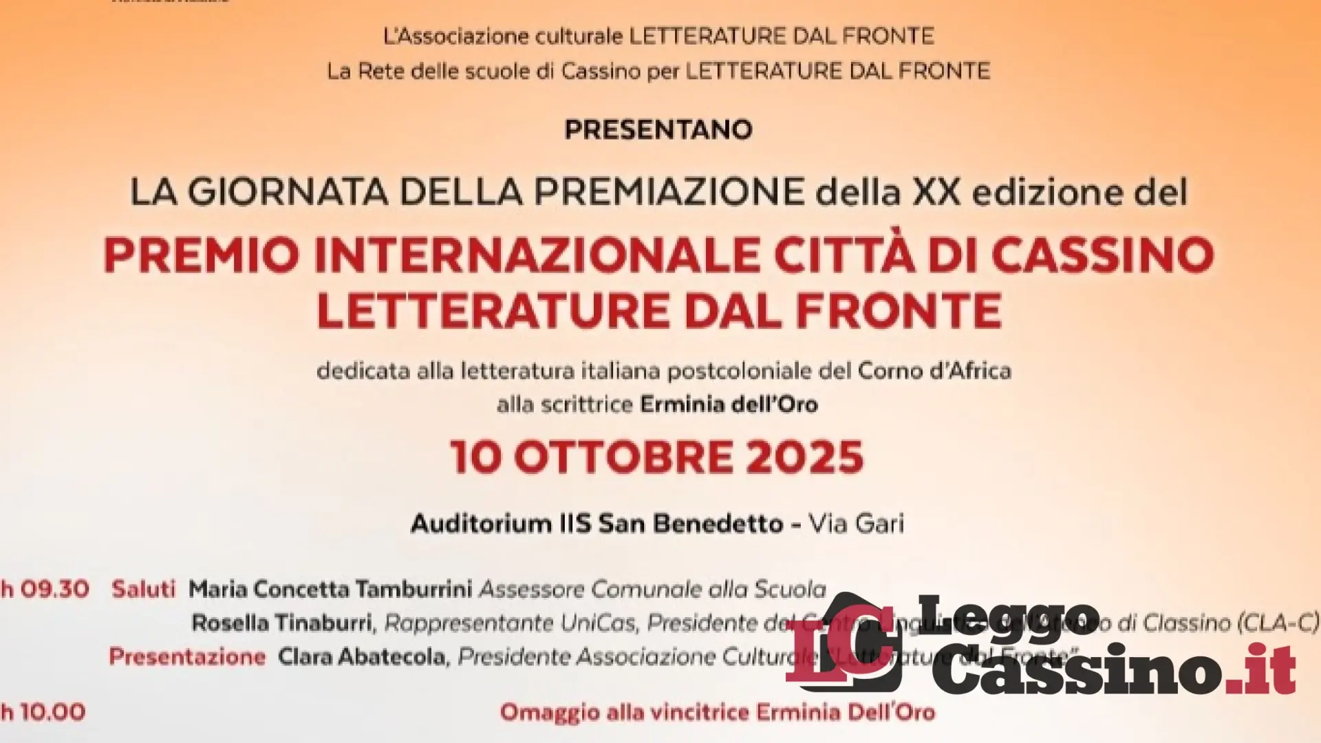 Cassino, ecco la XX edizione del Premio “Letterature dal Fronte”