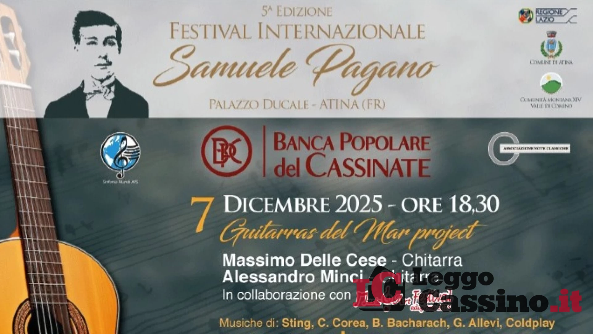 Domenica 7 dicembre ad Atina arriva “Guitarras del Mar”