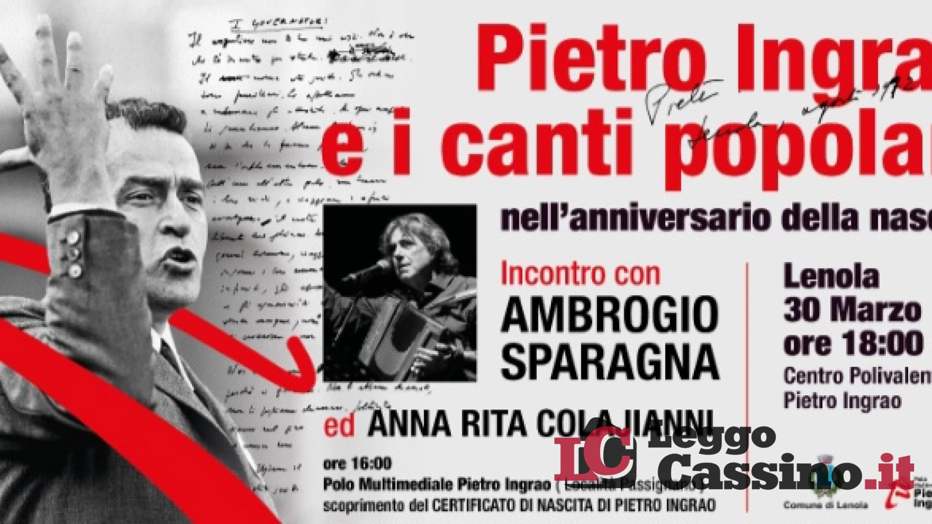 Lenola celebra il 111° compleanno di Pietro Ingrao: tra storia inedita e canti popolari