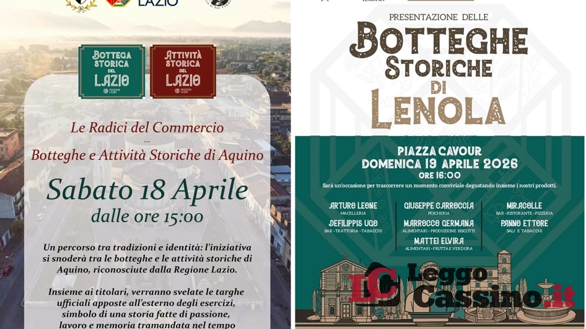 Radici e passione: Aquino e Lenola celebrano le loro "Botteghe Storiche"