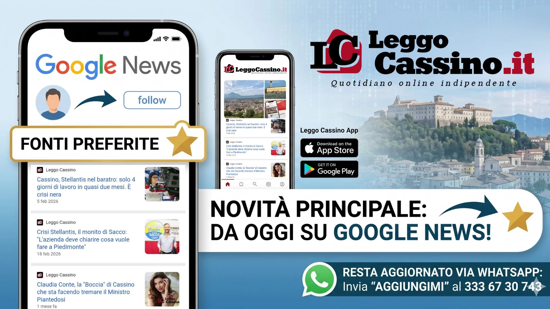 LeggoCassino a portata di click: da oggi siamo tra le fonti preferite di Google