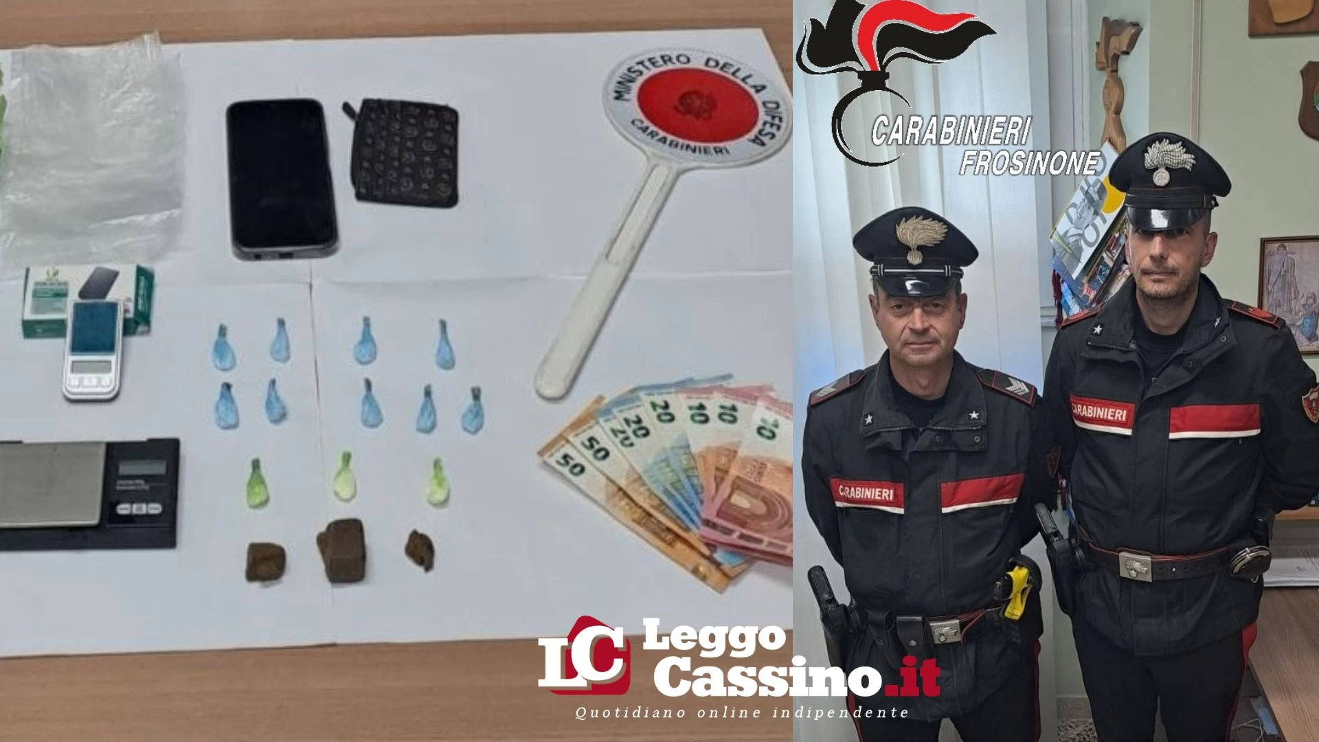 Cassino, tenta la fuga al posto di blocco: 22enne di Cervaro arrestato con oltre 170 grammi di hashish