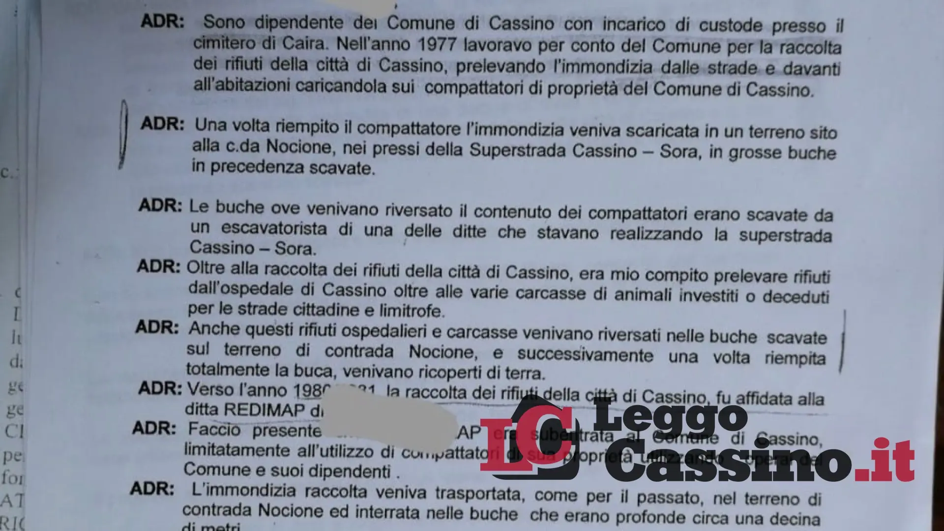 "Così i rifiuti ospedalieri e le carcasse di animali finivano al Nocione"