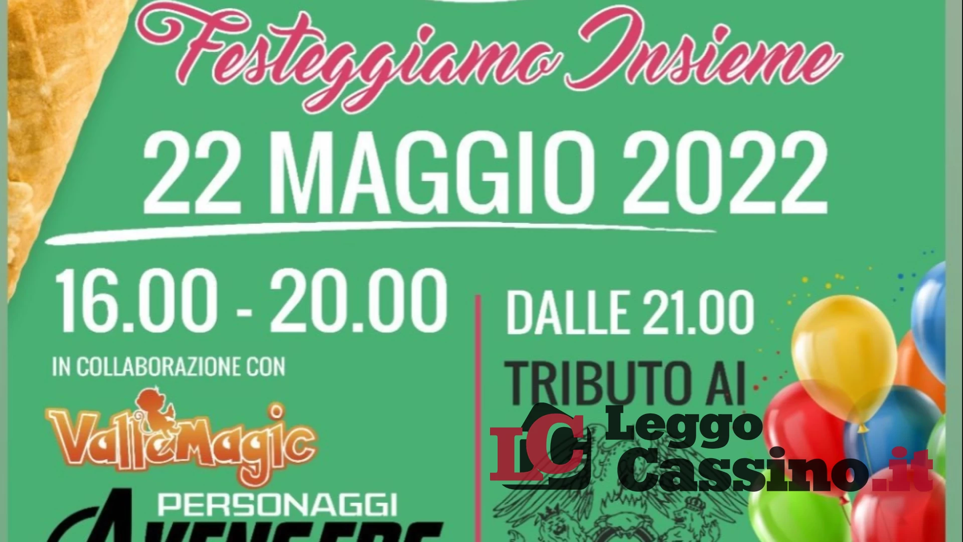 "Festeggiamo insieme" domenica 22 maggio a Cassino con Vallemagic
