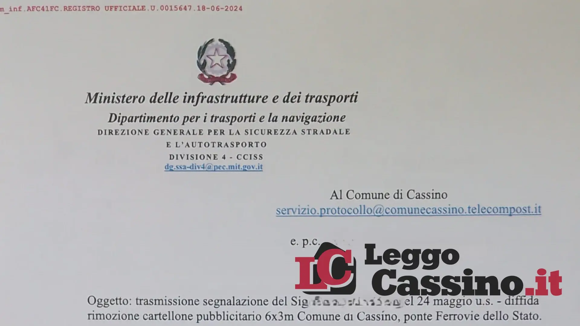 Pubblicità abusiva, anche il Ministero bacchetta il Comune di Cassino