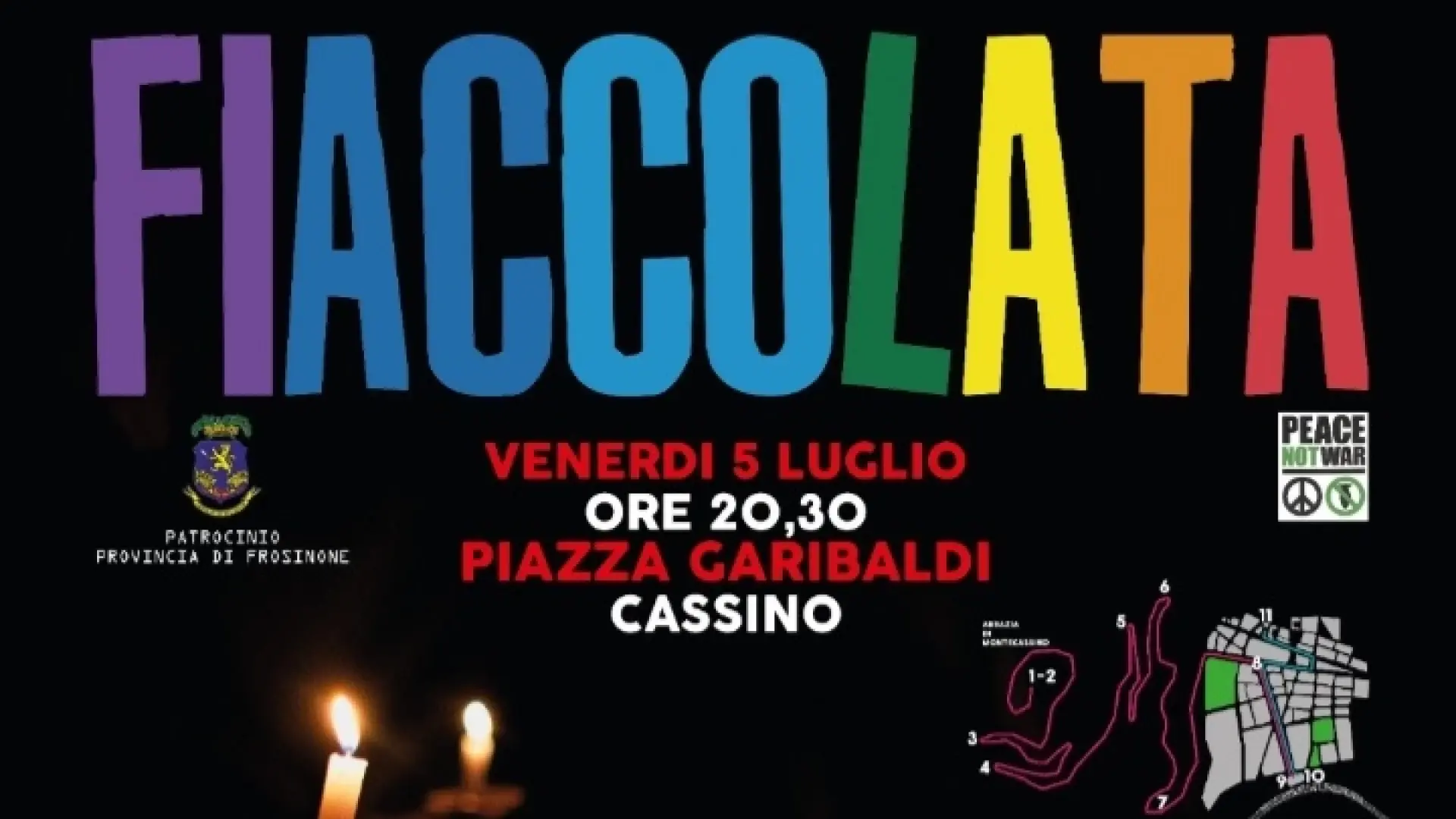 A Cassino una fiaccolata per la Pace: l'evento venerdì 5 luglio