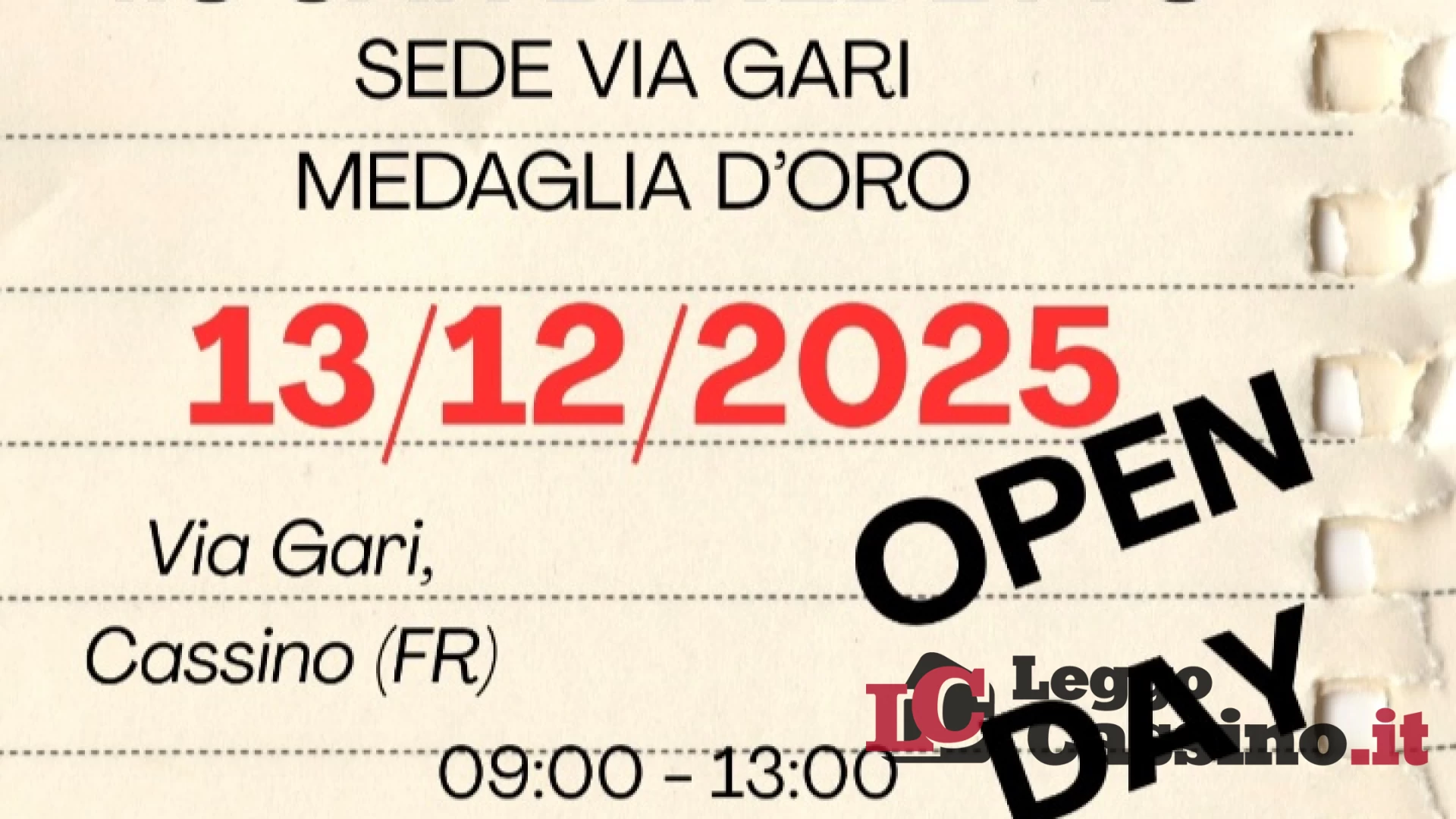 Open Day domani al Medaglia d'Oro con il progetto "Scuola Sicura" e i Vigili del Fuoco