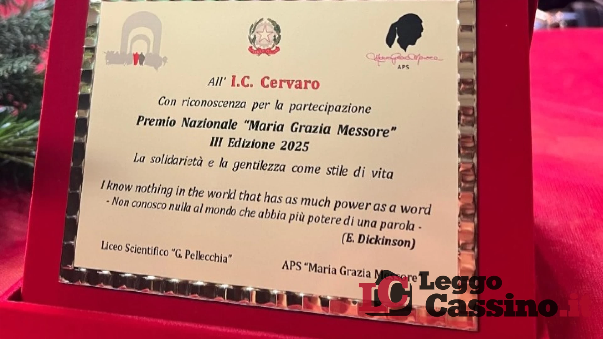 L’Istituto Comprensivo di Cervaro protagonista al Premio Nazionale “Maria Grazia Messore”