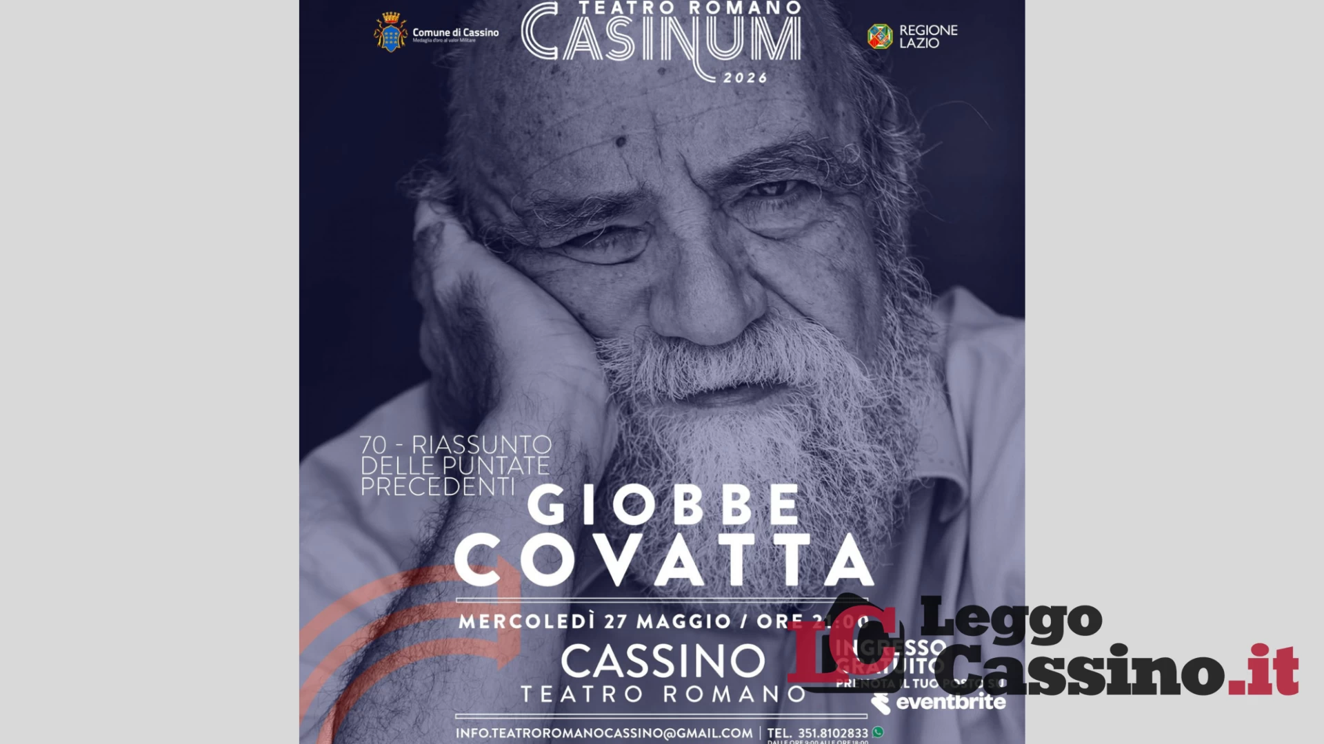 Ecco Giobbe Covatta, si alza il sipario al Teatro Romano: orari e info su come arrivare