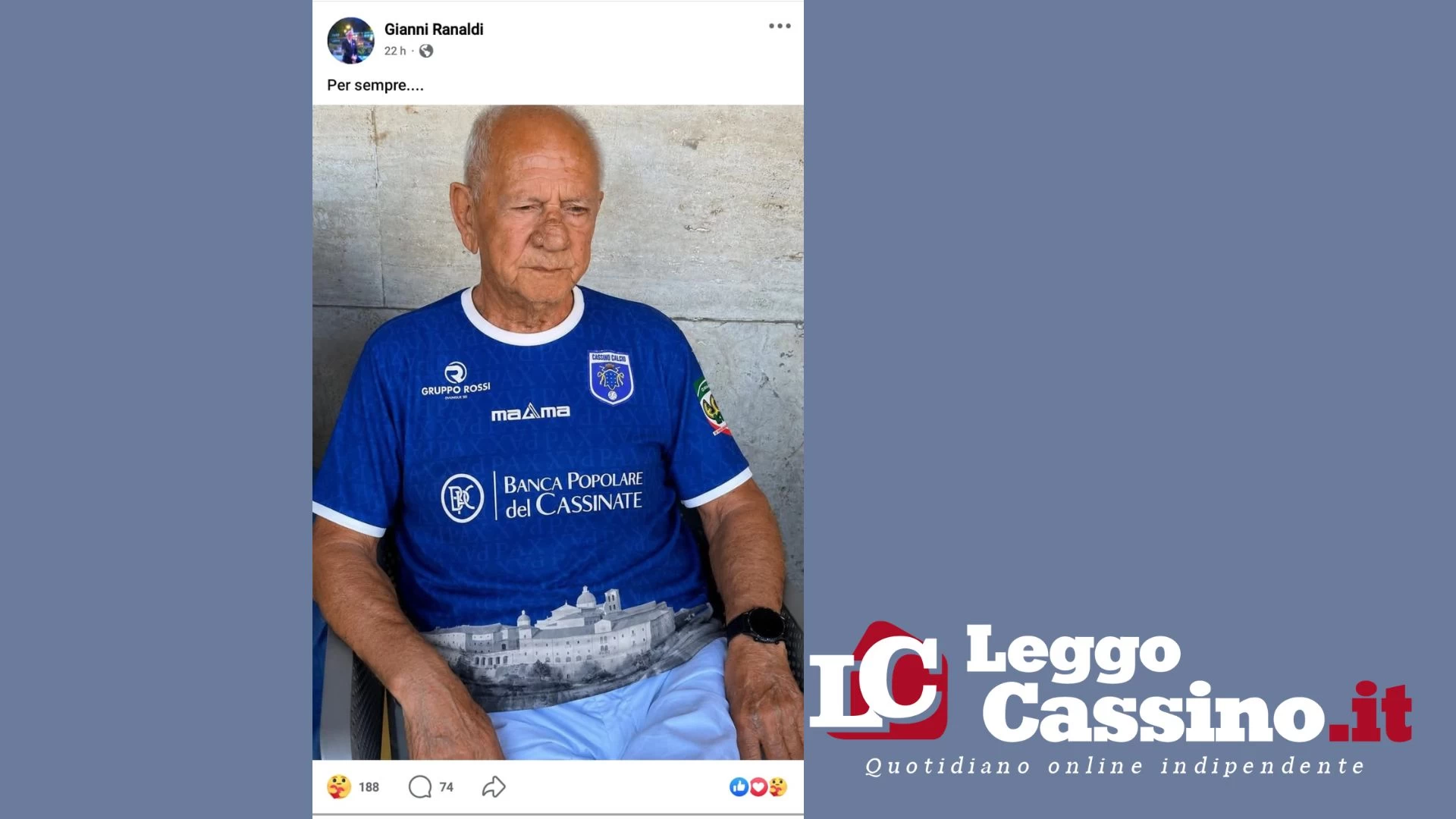 Cassino, il post che ha fatto temere il peggio: "Gianni Ranaldi è morto". Ma è solo un malinteso