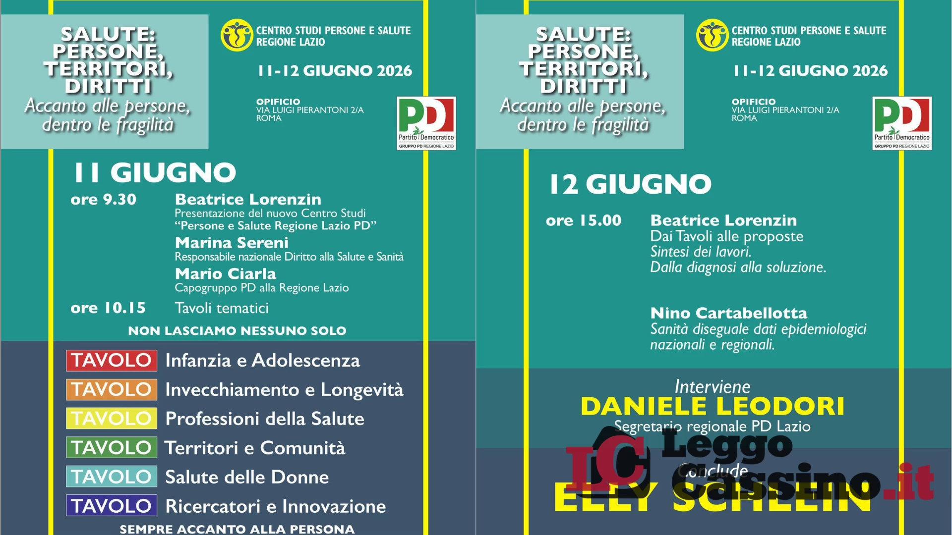 PD Lazio: "Salute, persone, territori e diritti", due giorna...