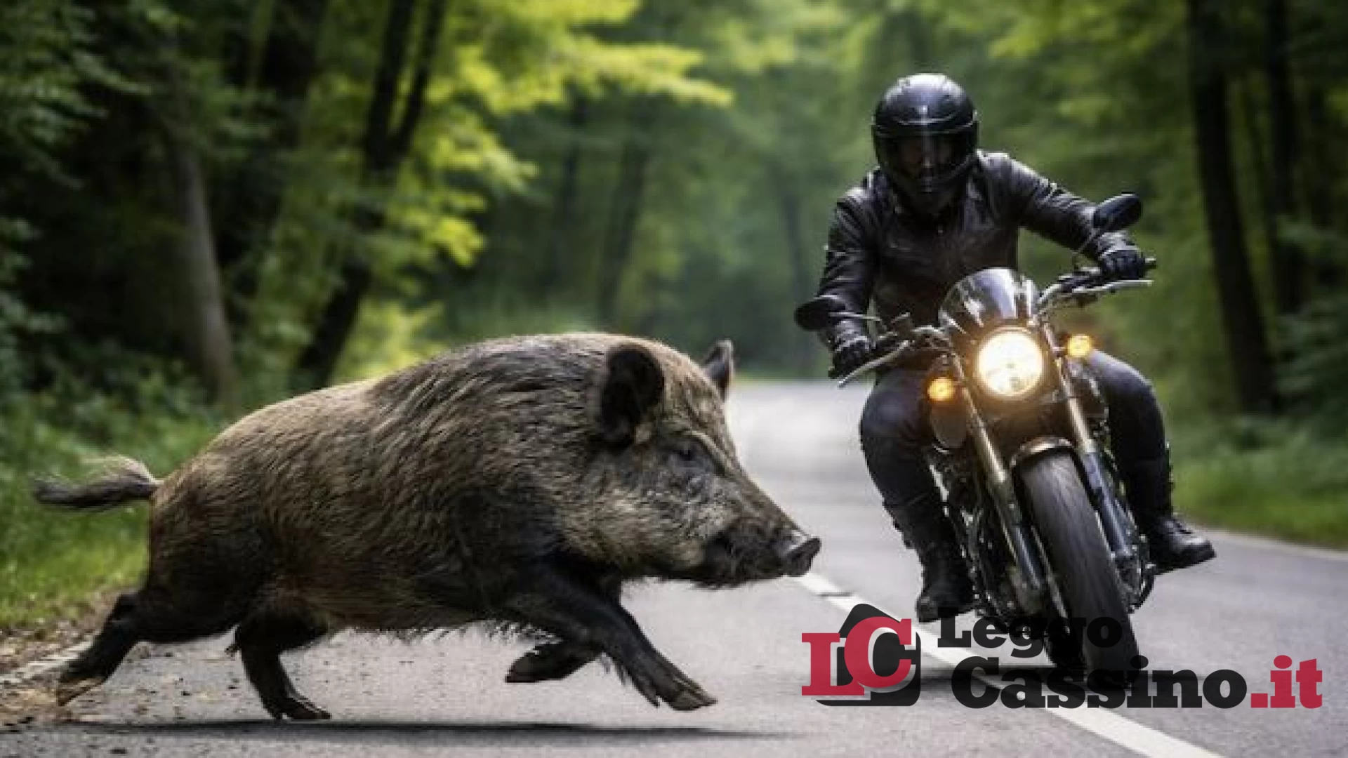 Cinghiale sbuca nella notte, motociclista si salva gettandosi contro la montagna