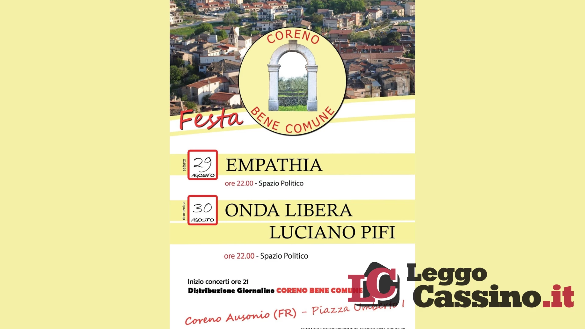 "Coreno Bene Comune": in paese è tutto pronto per la festa e...
