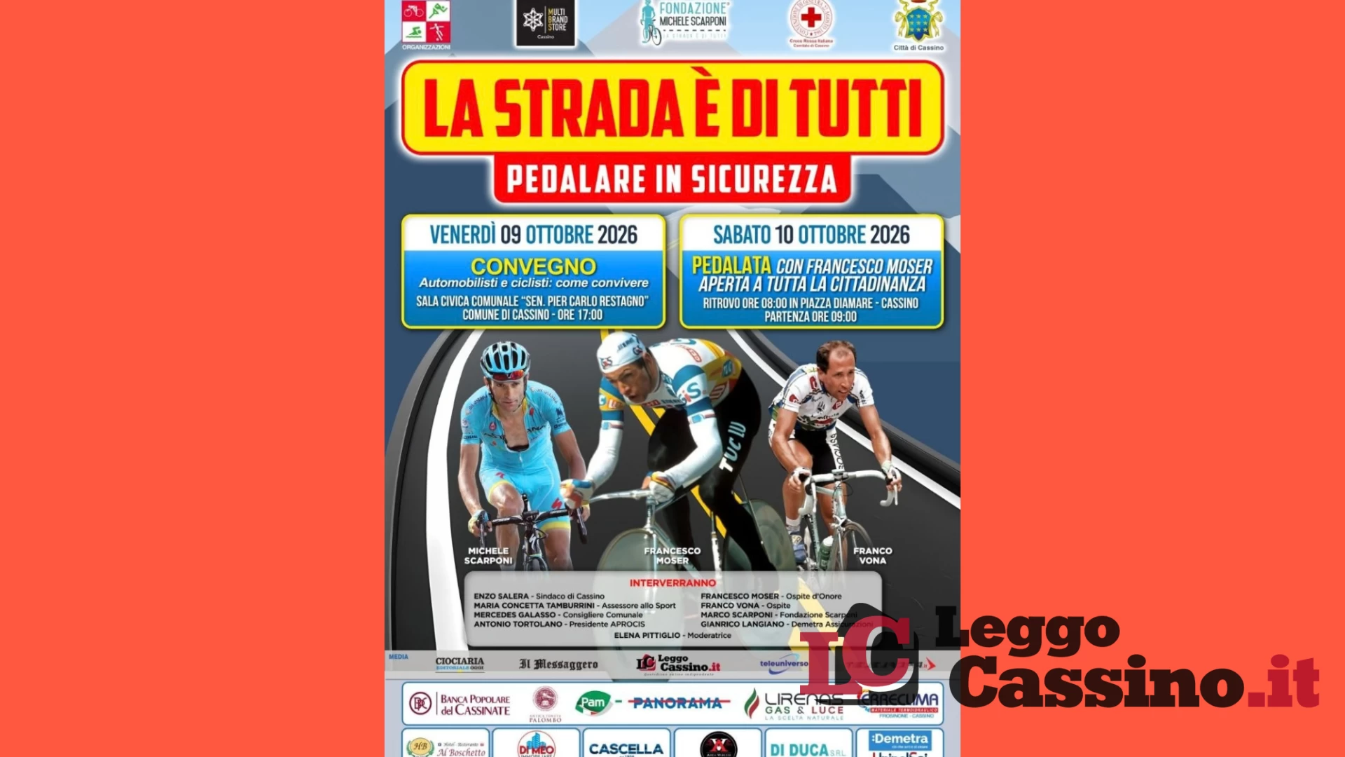 Cassino pedala con Francesco Moser: due giorni dedicati alla...